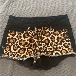 Cheetah print denim shorts- US 4.